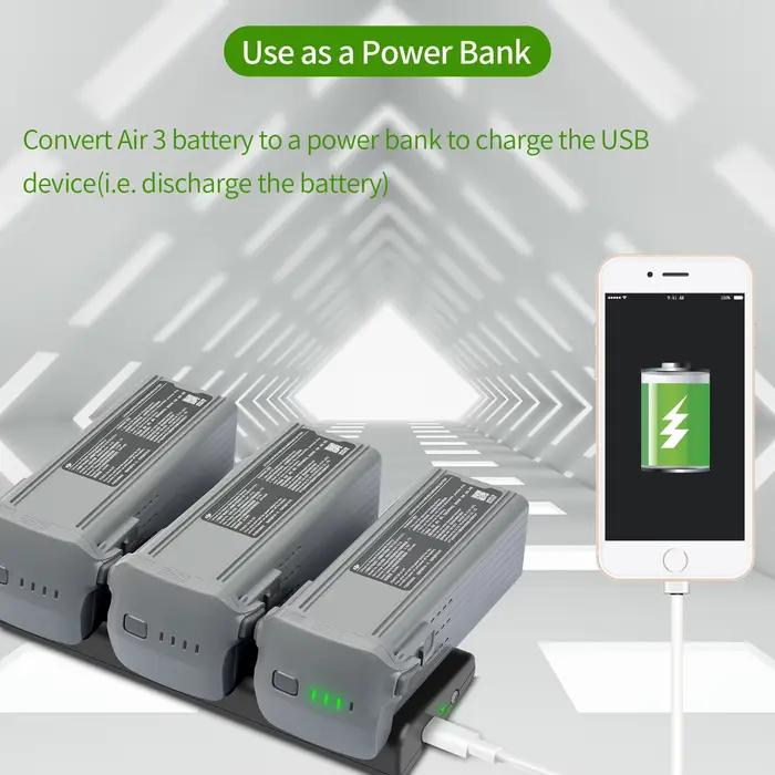 Pour DJI Air 3S chargeur Drone batterie deux voies USB-A USB/type-c gestionnaire de charge 3 en 1 Hub