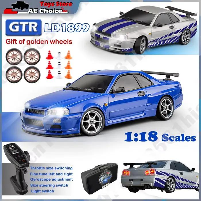 Voiture de Drift RC GTR R34 1:18 2.4GHz RWD avec Gyroscope Métal Plastique Poids 560g Distance 20mètres Voiture de Course Radiocommandée Occasions Spéciales