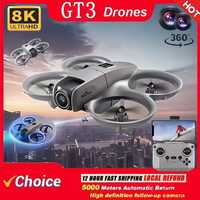 2026 nouveau Drone GT3 8K HD caméra FPV quadrirotor avec écran télécommande 5G WIFI photographie aérienne moteur sans brosse RC Dron jouet