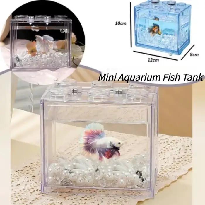 [Nouveau] Mini aquarium en acrylique, boîte pour reptiles, aquarium empilable, cylindre paysager, algues marines pour la décoration de la maison et du bureau
