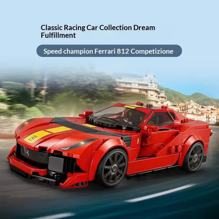 Ensemble de briques LEGO Super Racing Series 76914 Ferrari 812 Competizione Sports Car, décoration de bureau, collection de loisirs, jouet populaire