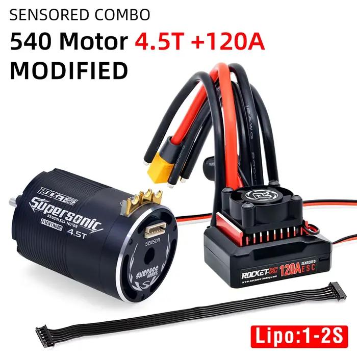 Moteur 540 sans balais à capteur supersonique RC Moto Rocket-RC et Combo ESC 120A pour voiture de course Buggy Truggy tout-terrain 1/10 RC