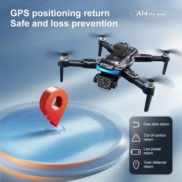 Xiaomi A14 ProMax Drone moteur sans brosse 8K HD trois caméras GPS flux optique évitement d'obstacles pliable