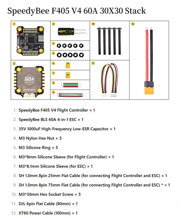 En STOCK Speedybee F4V4-55-STACK 3-6S 30*30mm pile BMI270 contrôleur de vol 55A 4in1 ESC pour Drones Freestyle FPV pièces de bricolage
