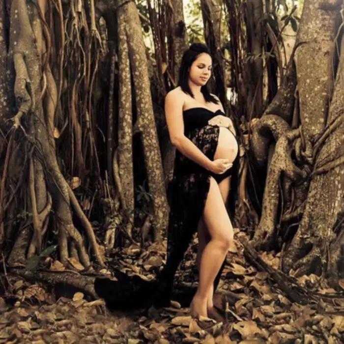 Robes de maternité enceintes fendues sur le devant pour la grossesse vêtements enceintes robe femmes Sexy séance Photo accessoires de photographie vêtements