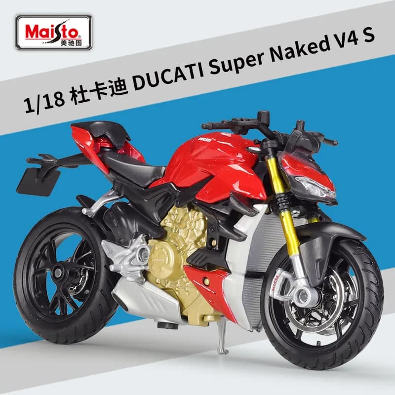 Maisto-Nouveau modèle de moto DucSauSuper Naked V4 S, modèle de moto en alliage, voiture jouet, coll