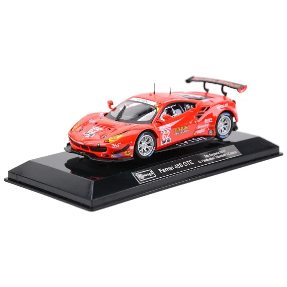 Bburago-Modèle de voiture de course Ferrari 488GTE, véhicules moulés sous pression, jouets à collect