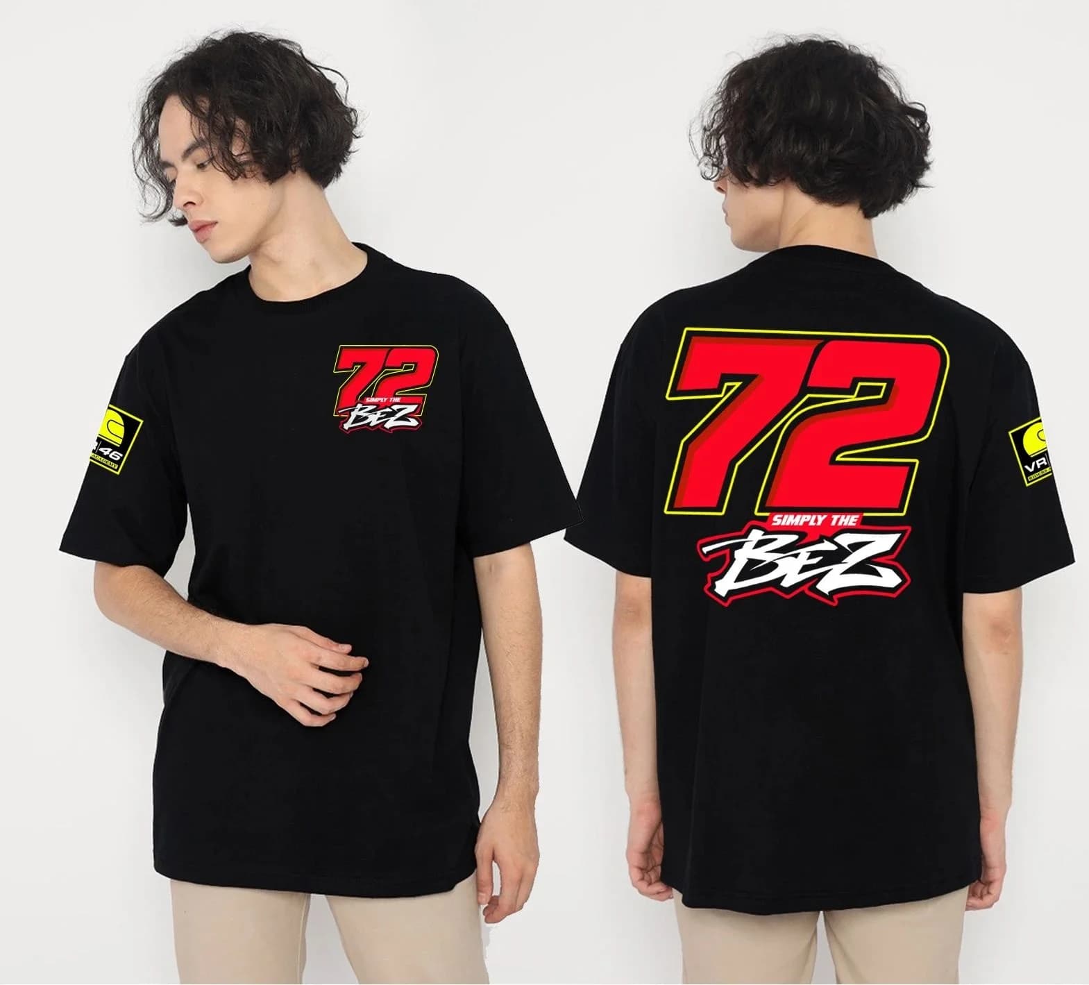T-shirt surdimensionné MotoGP 72 Bez Vr46 pour les fans de course moto, à manches courtes, adapté au