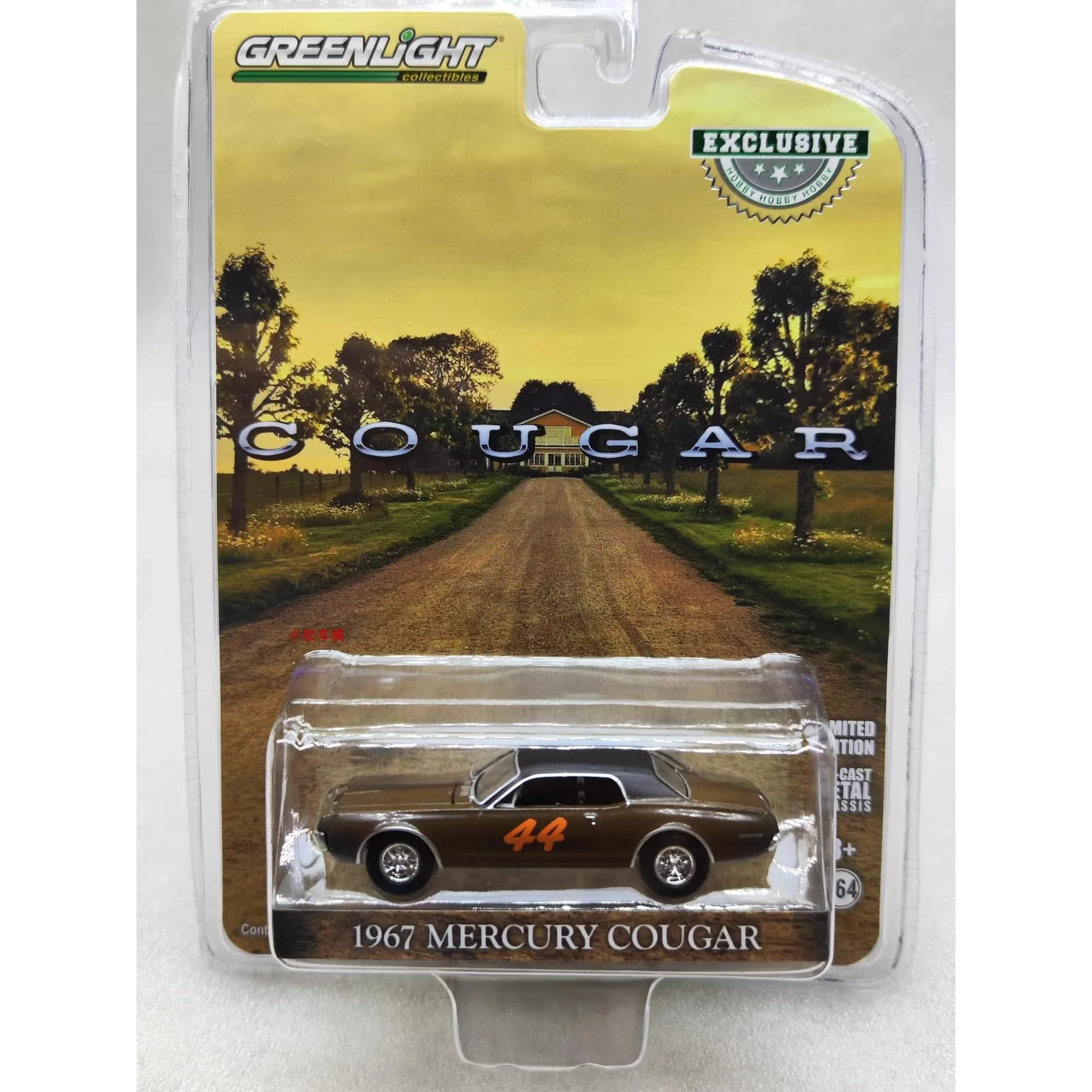 GreenLight 1:64 1967 Mercury Cougar Mercury Cougar Racing 44 Modèle de voiture en alliage moulé sous