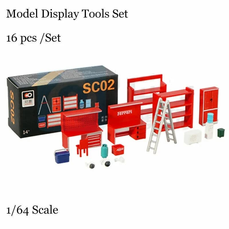 Diorama 1:64/43 : Vitrine de présentation de scène de garage avec 3 modes LED, parking multi-unités,