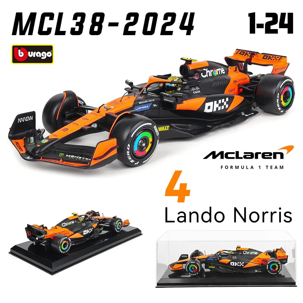 Bburago 1:24 2024 McLaren F1 4 # Lando Norris 81 # Oscar Piastri moulage sous pression modelo de