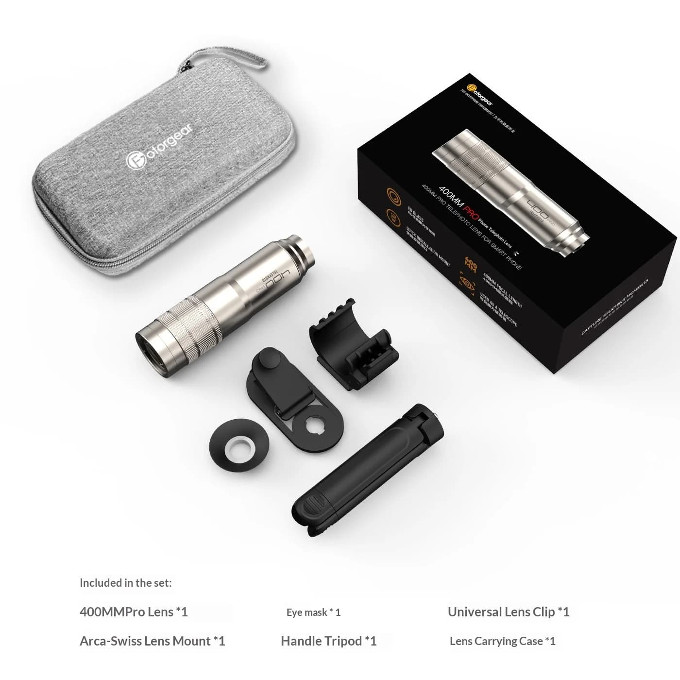 Nouvel objectif super téléobjectif Fotorgear 400 mm Pro pour téléphone portable, convertisseur téléo