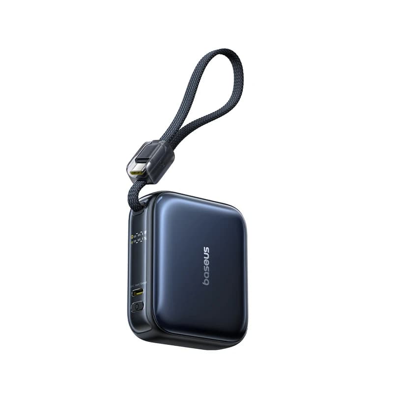 Banque d'alimentation mini Baseus 45W 10000mAh avec câble USB-C intégré, format de poche, charge rap