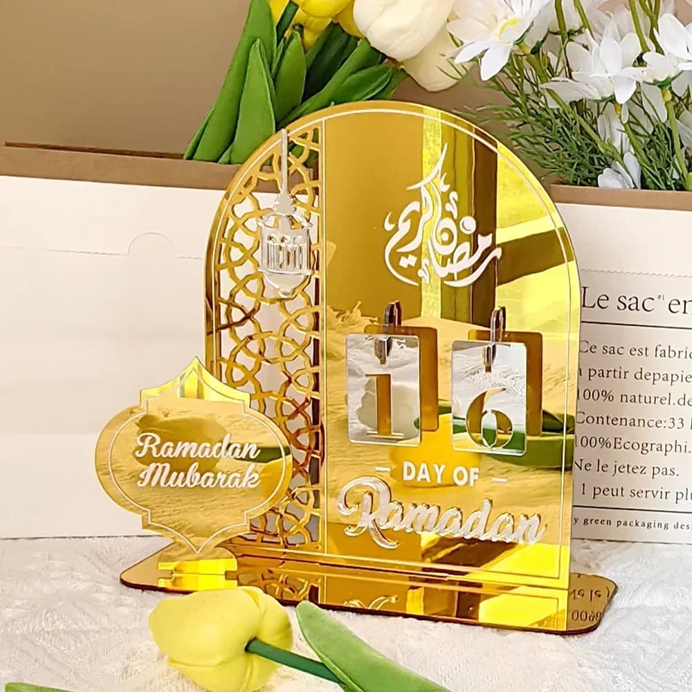 Calendrier de compte à rebours du Ramadan en acrylique, cadeaux du jour du Ramadan avec numéro de re