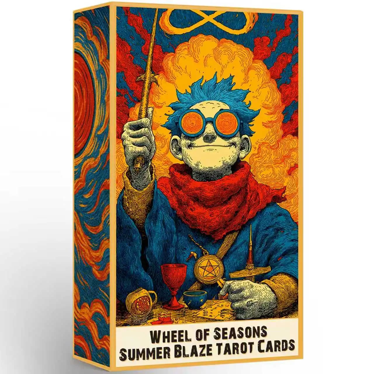 Cartes de tarot pour débutants avec guide, jeu de tarot Summer Blaze, 80 cartes d'oracle et de tarot