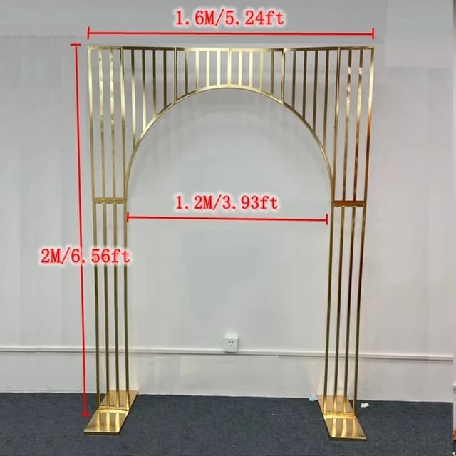 Cadre en fer forgé pour décor de toile de fond de mariage, arches brillantes, étagère dorée, accesso