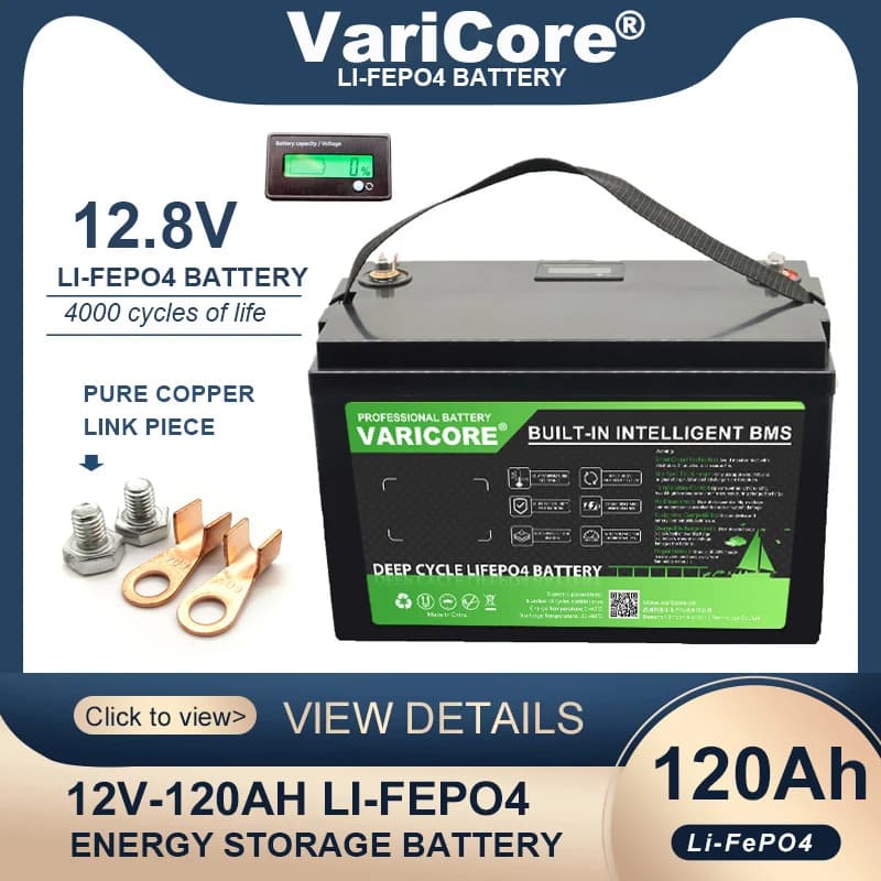 Nouvelle batterie LiFePO4 12,8 V 120 Ah, cycles de batterie au lithium-fer-phosphate 12 V pour chari