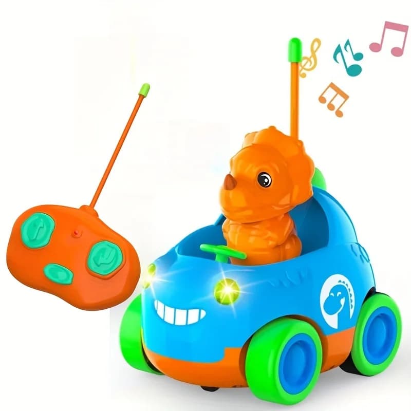 Voiture dinosaure RC pour tout-petits avec lumières et musique, véhicule jouet électrique de dessin 