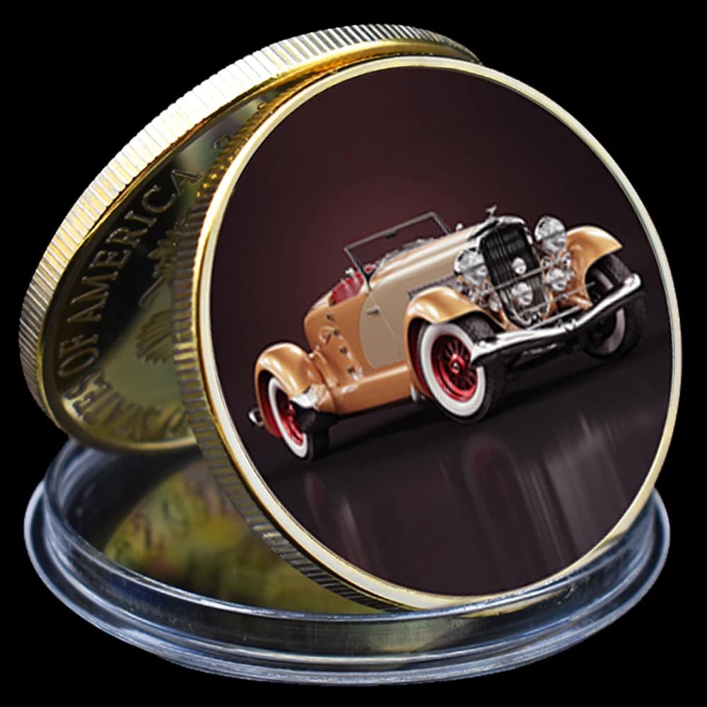 Pièces de monnaie de défi de voitures classiques or/argent, Vintage, voiture de luxe, médailles de d