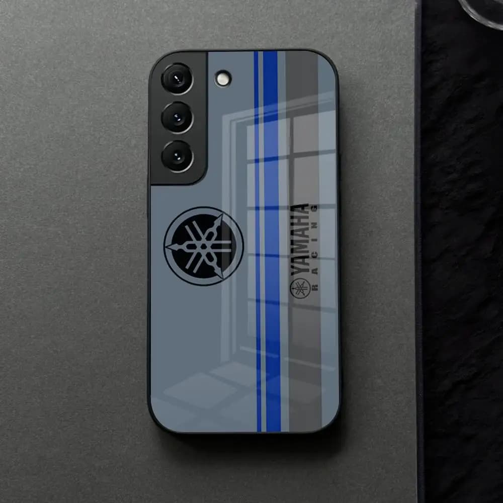 Coque de téléphone en verre pour moto de course Yamaha ES-A pour Samsung Galaxy S21 S26 S25 S22 S20 