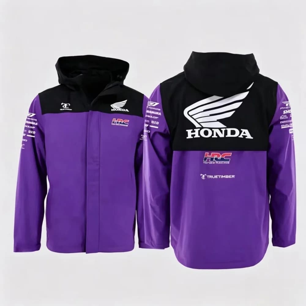 Veste à capuche pour hommes de l'équipe Honda Racing, logo HRC, coupe-vent, manteau de moto, veste d
