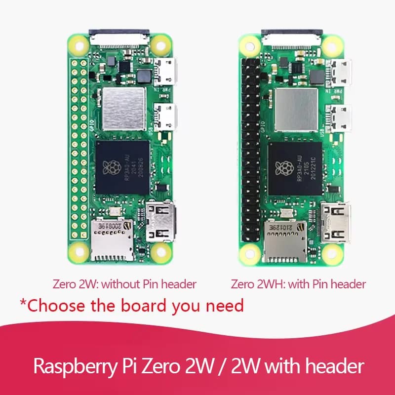 Raspberry Pi Zero 2W 1GHz Quad-core 64 bits Arm Cortex-A53 CPU 512 mo SDRAM Bluetooth BLE et WiFi Pi