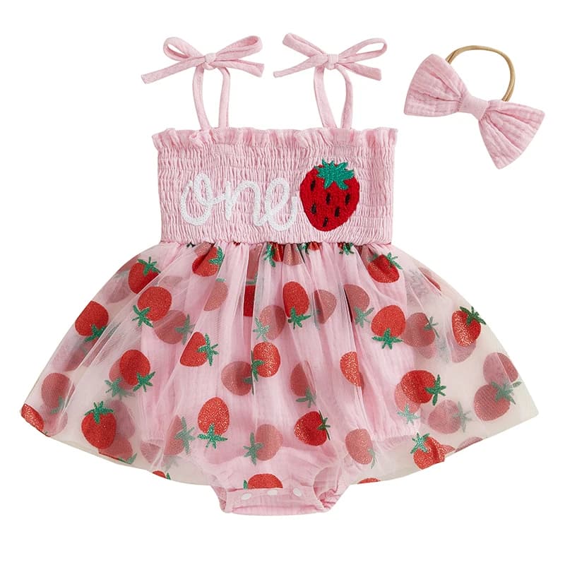 Tenue de premier anniversaire pour bébé fille de 12 mois et 18 mois, barboteuse sans manches, robe T