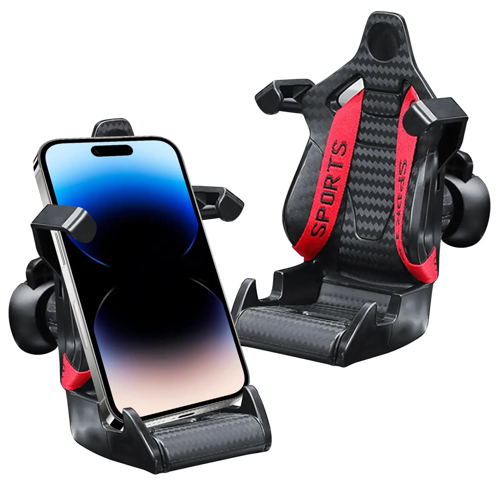 Support téléphone voiture forme siège de course 360° rotatif pour soufflerie de climatisation