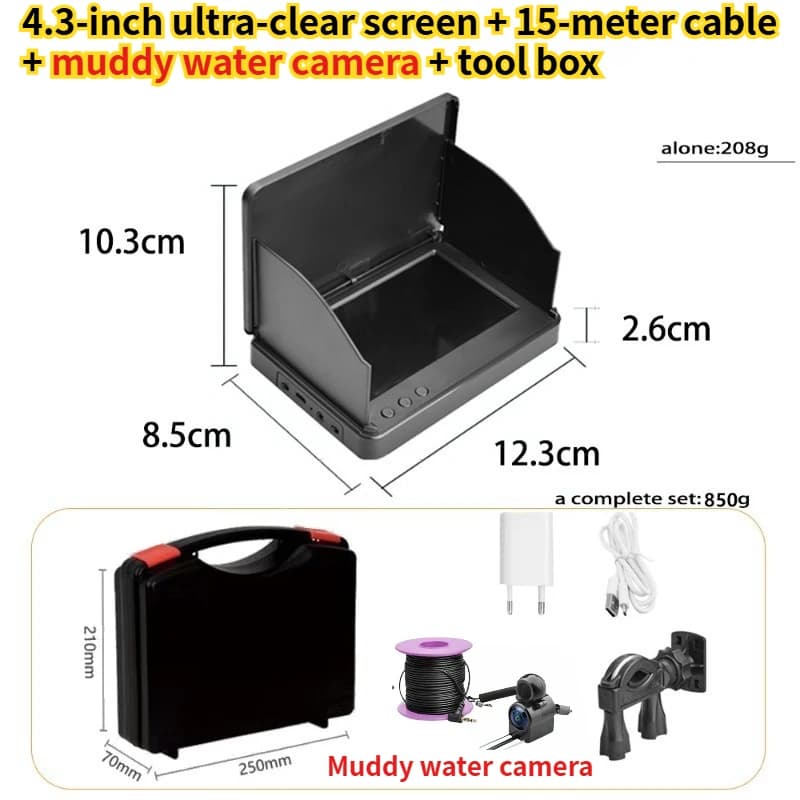 Caméra de pêche sous-marine ultra-claire 4,3/5 pouces, sonde pour eau boueuse, détection de températ