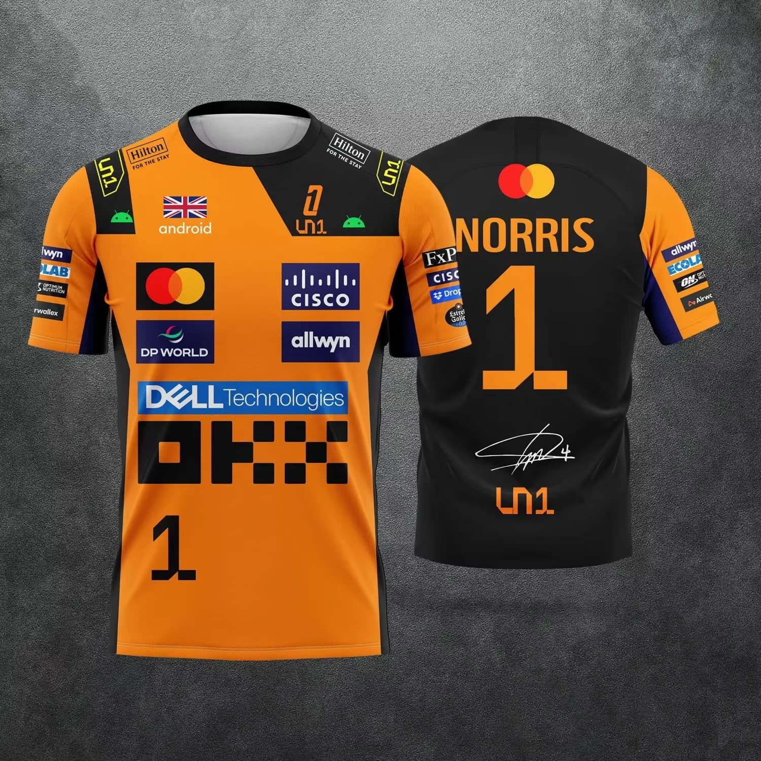 T-shirts de course pour hommes et femmes été 2026 - Pilote # 1 Lando Norris & Driver # 81 Piastri Fa