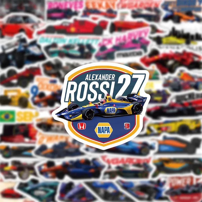 Autocollants de dessin animé de course de formule F1, 60 pièces, autocollants de compétition de cour