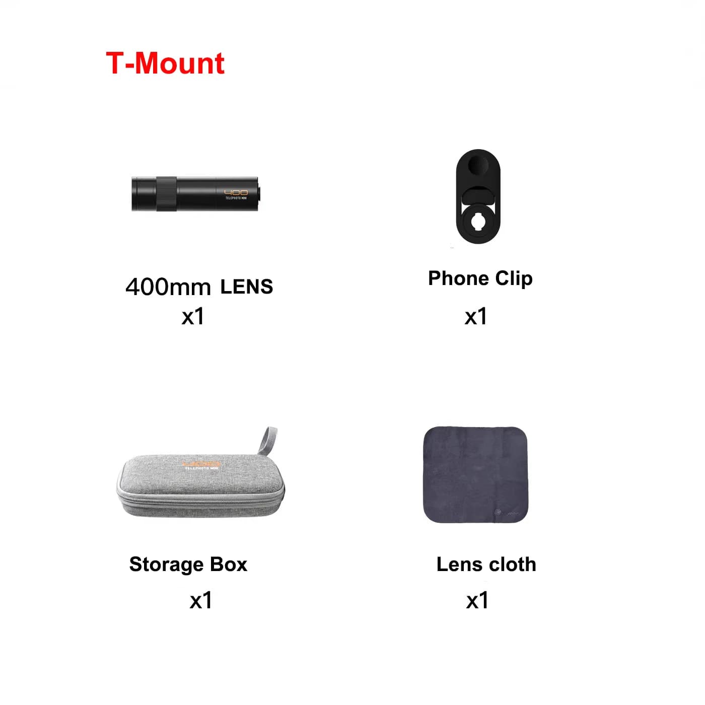 Objectif téléobjectif mini 400 mm Fotorgear 17 mm avec monture T pour iPhone 17 et téléphone portabl