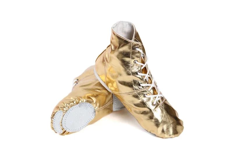 Bottes de danse du ventre pour femmes, couleurs or argent, chaussures de Jazz, semelles souples fend