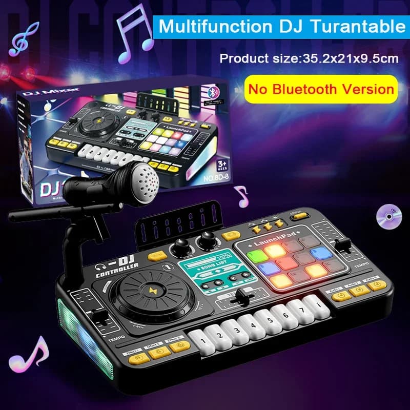 Plateau tournant DJ multifonctionnel avec Microphone Simulation mélangeur DJ Bluetooth lecteur DJ él