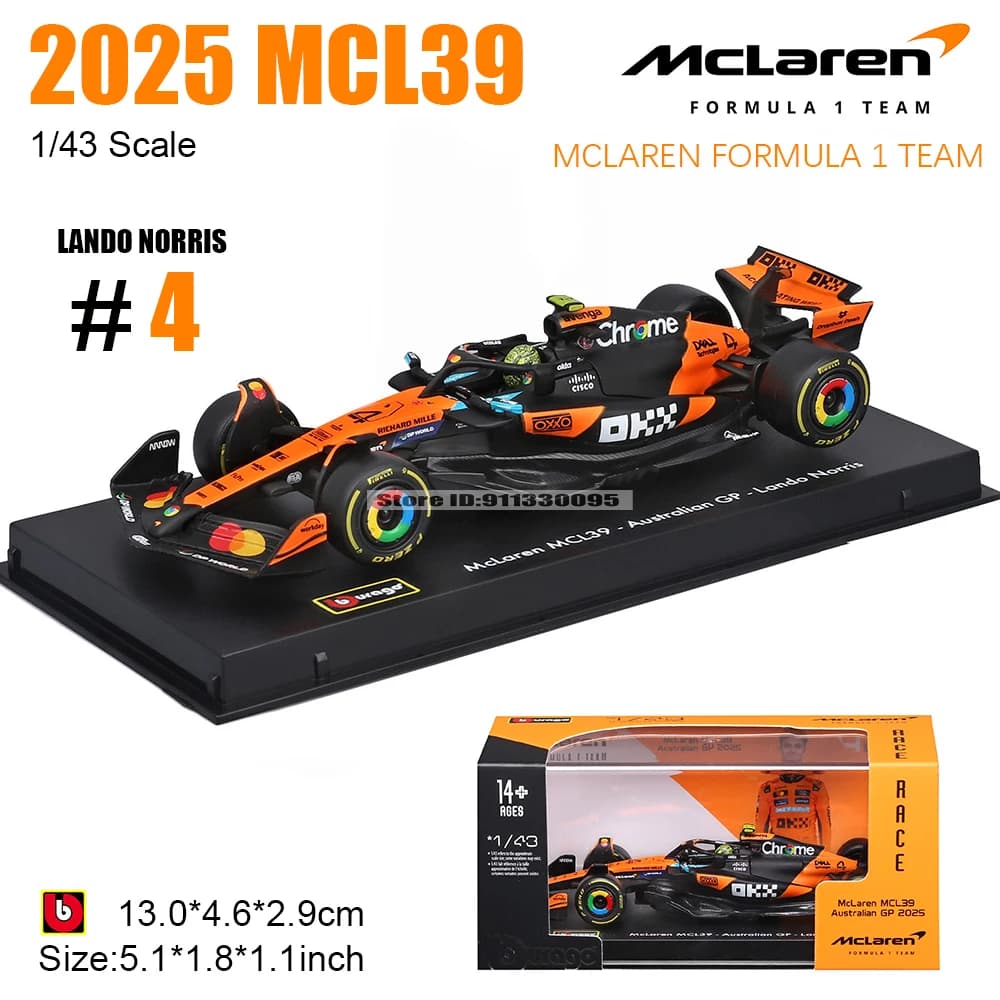 Bburago 1:43 2025 F1 MCL39 McLaren Formula 1 Team 81 # Oscar Piastri GP du Royaume-Uni 4 # Modèl