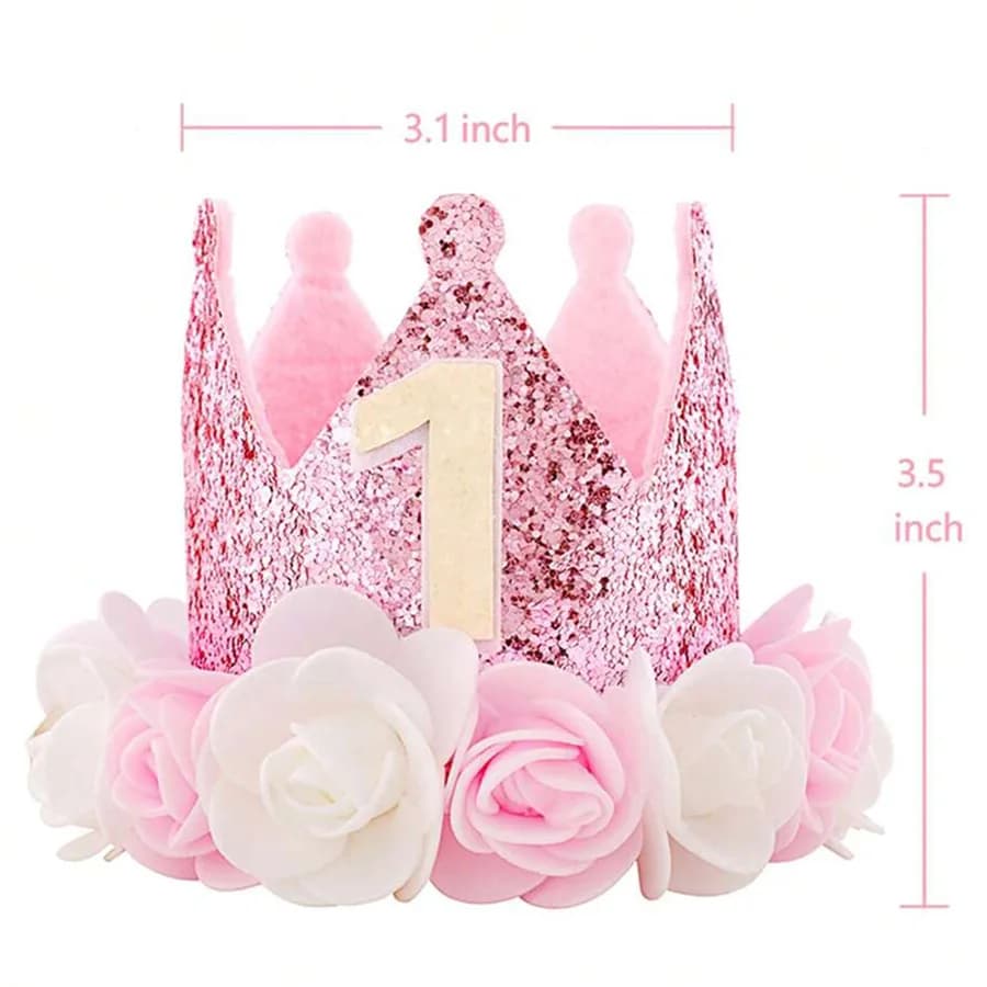 Chapeau d'anniversaire premier anniversaire 1er pour bébé fille décor cadeaux or Rose bébé rose cour