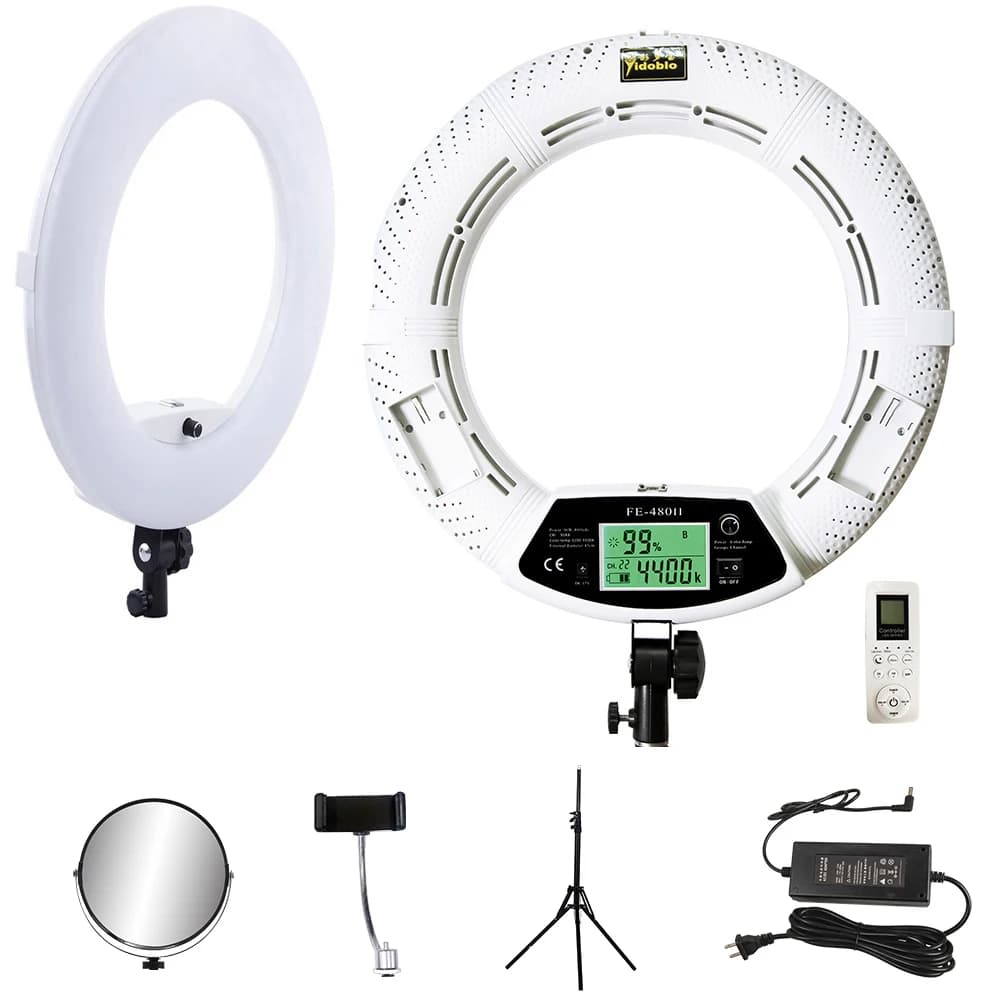 Yidoblo-Anneau lumineux LED 18 pouces avec trépied 96W, lampe professionnelle pour studio photo, vid