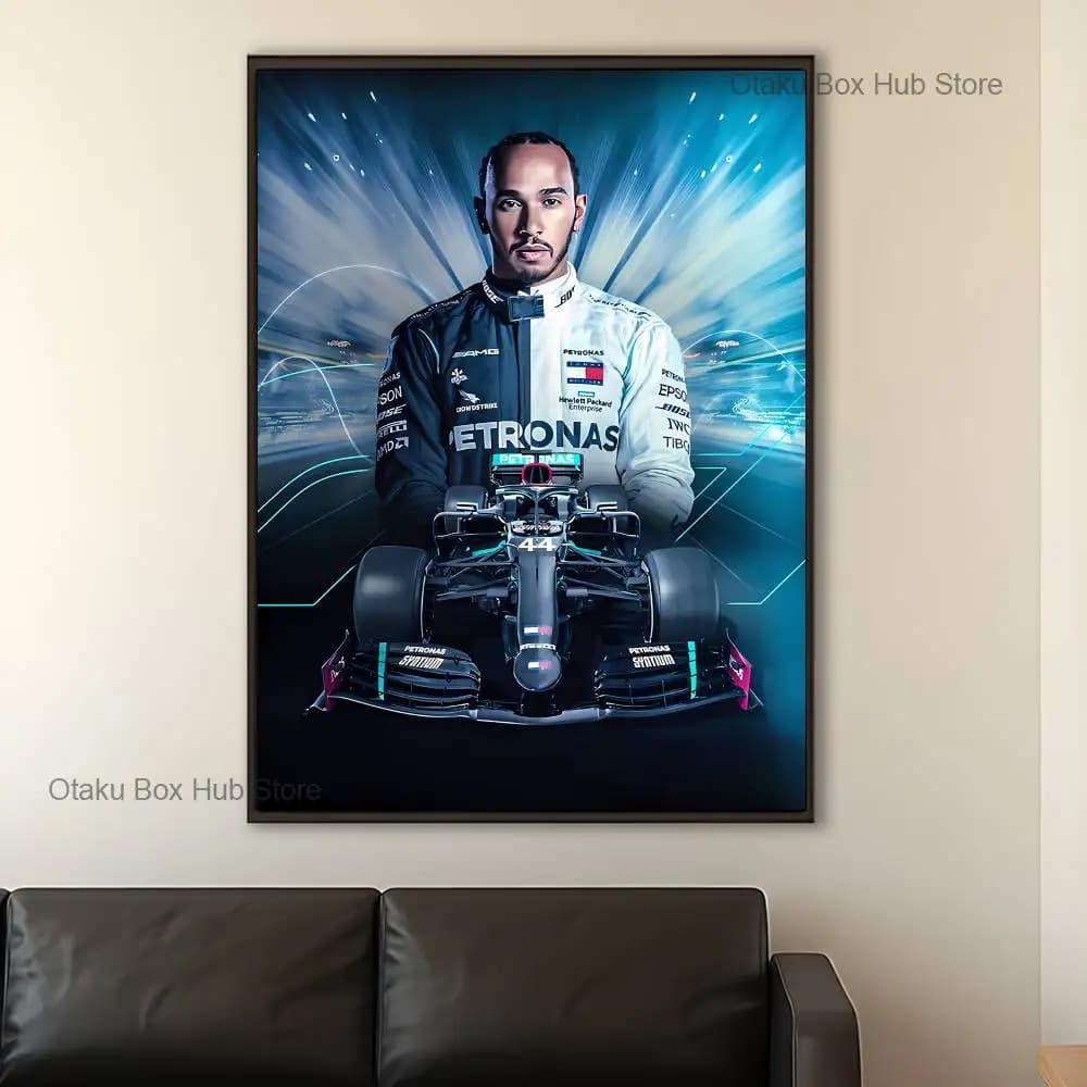 Affiche murale polyvalente Racing 44 L-Lewis H-Hamilton, pour salon, chambre à coucher, bureau, coul