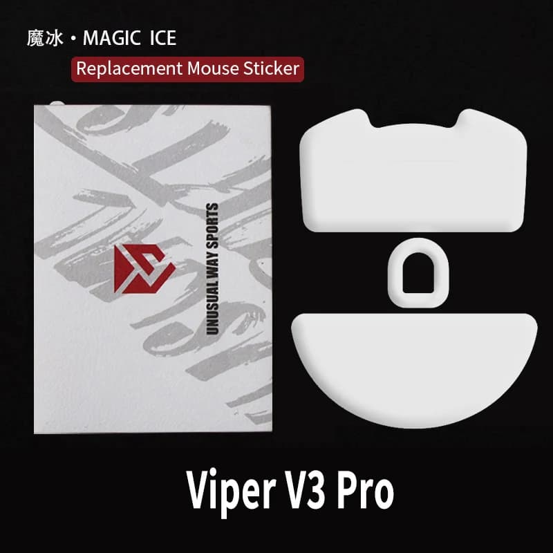 InusualWaySports – patins à souris, pieds Viper V3 Pro, Surface incurvée, PTFE, Anti-effondrement, m