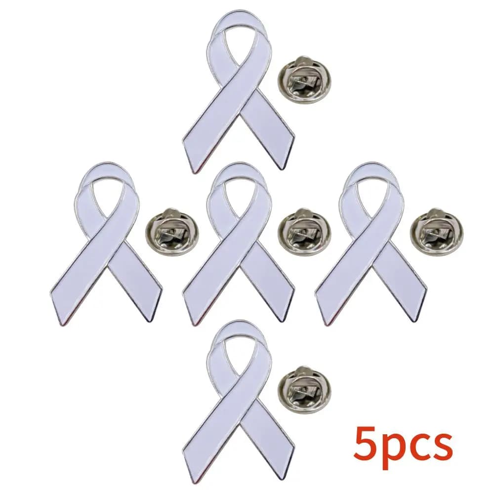 Épingles de sensibilisation au Cancer pulmonaire, 5/10/50 pièces, épingles à ruban blanc, favorise l