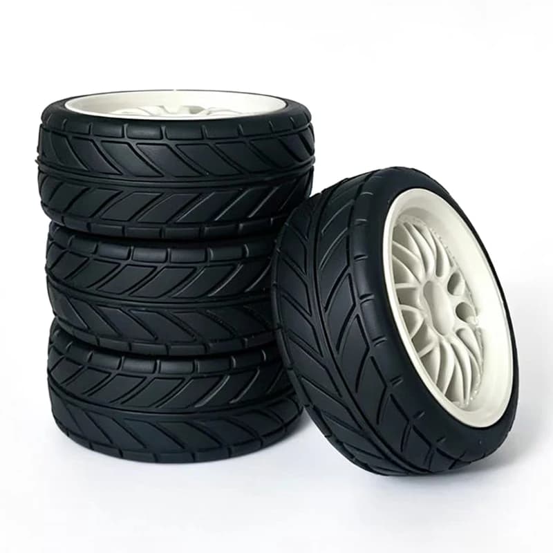 Pneus de course RC 65MM 1/10, pneus en caoutchouc, hexagones de 12mm pour voiture RC 1:10 sur route