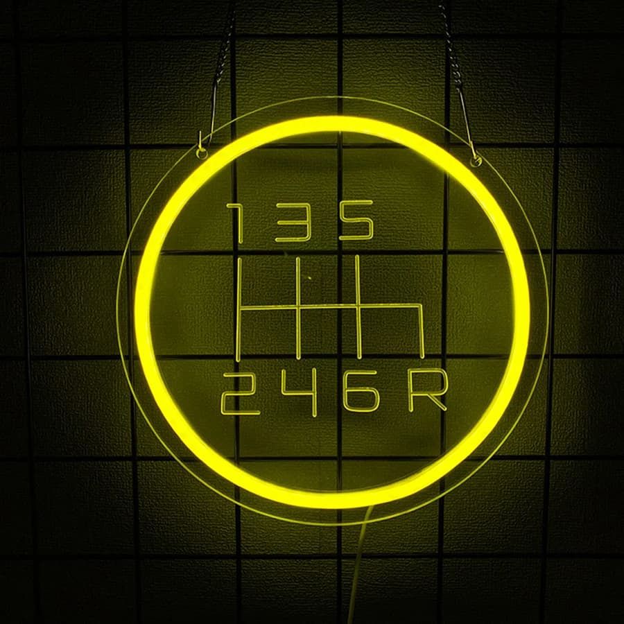 Enseigne au néon LED pour garage, icône d'engrenage sculptée en 3D, alimenté par USB, utilisée pour