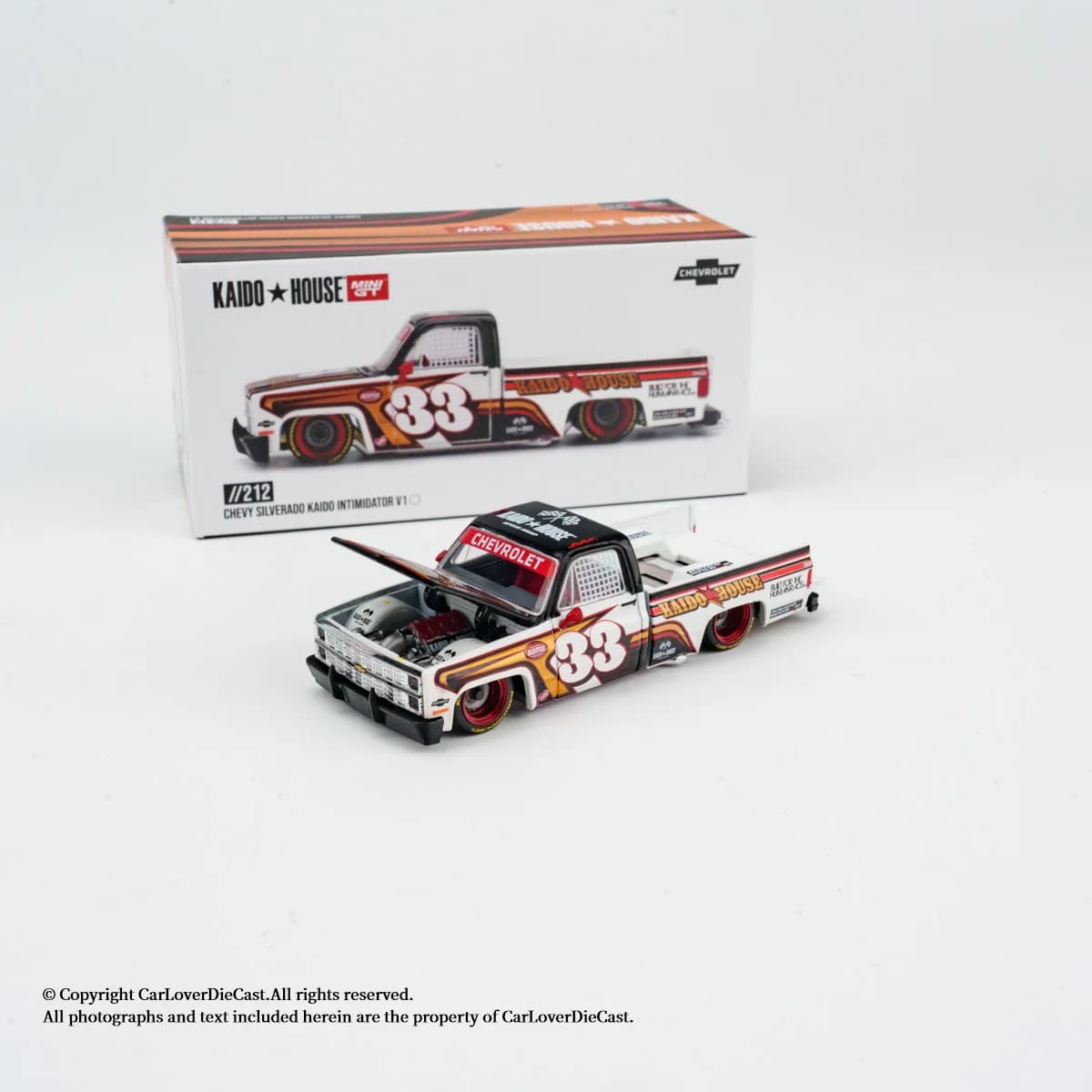 Kaido House + MINIGT Chevrolet Silverado KAIDO Intimidator V1 KHMG212-CH Voiture en alliage, jouets