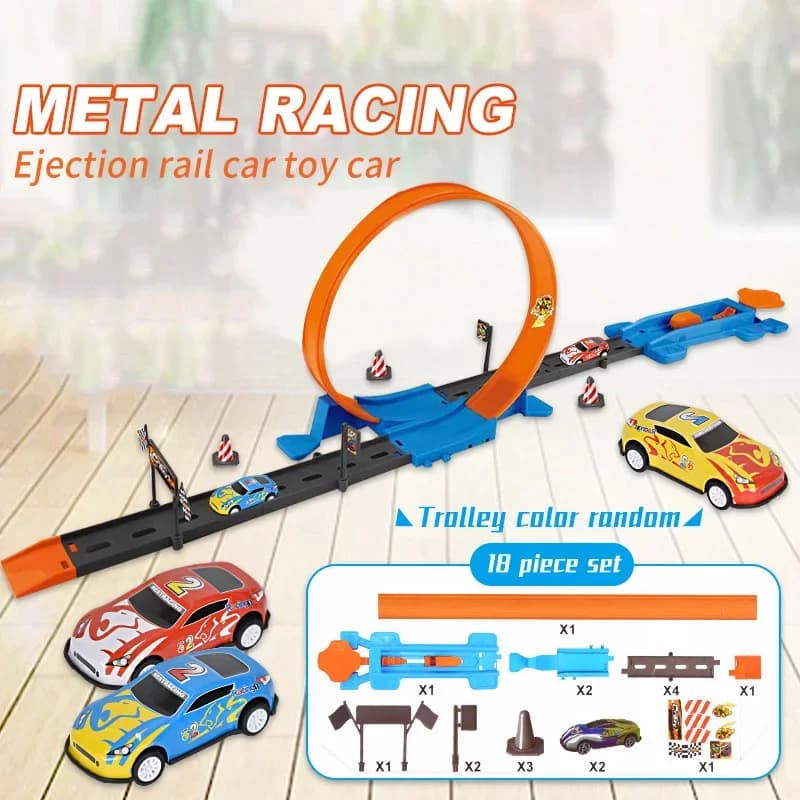 Kit de rails de course DIY pour voitures de stunts rapides, avec rails de catapulte, pour batailles