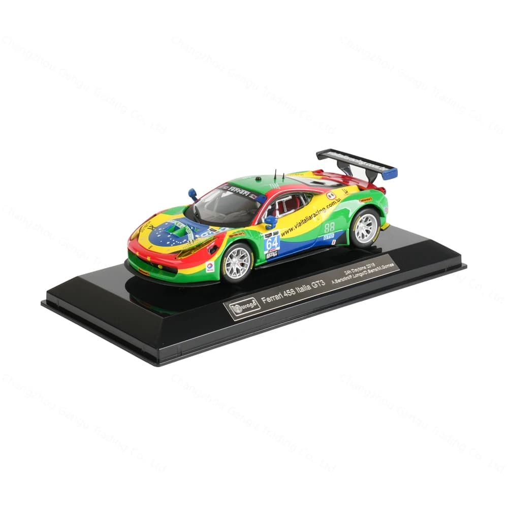 Bburago-Modèle de voiture de course Ferrari 458 Italia GT3, véhicules moulés sous pression, jouets à