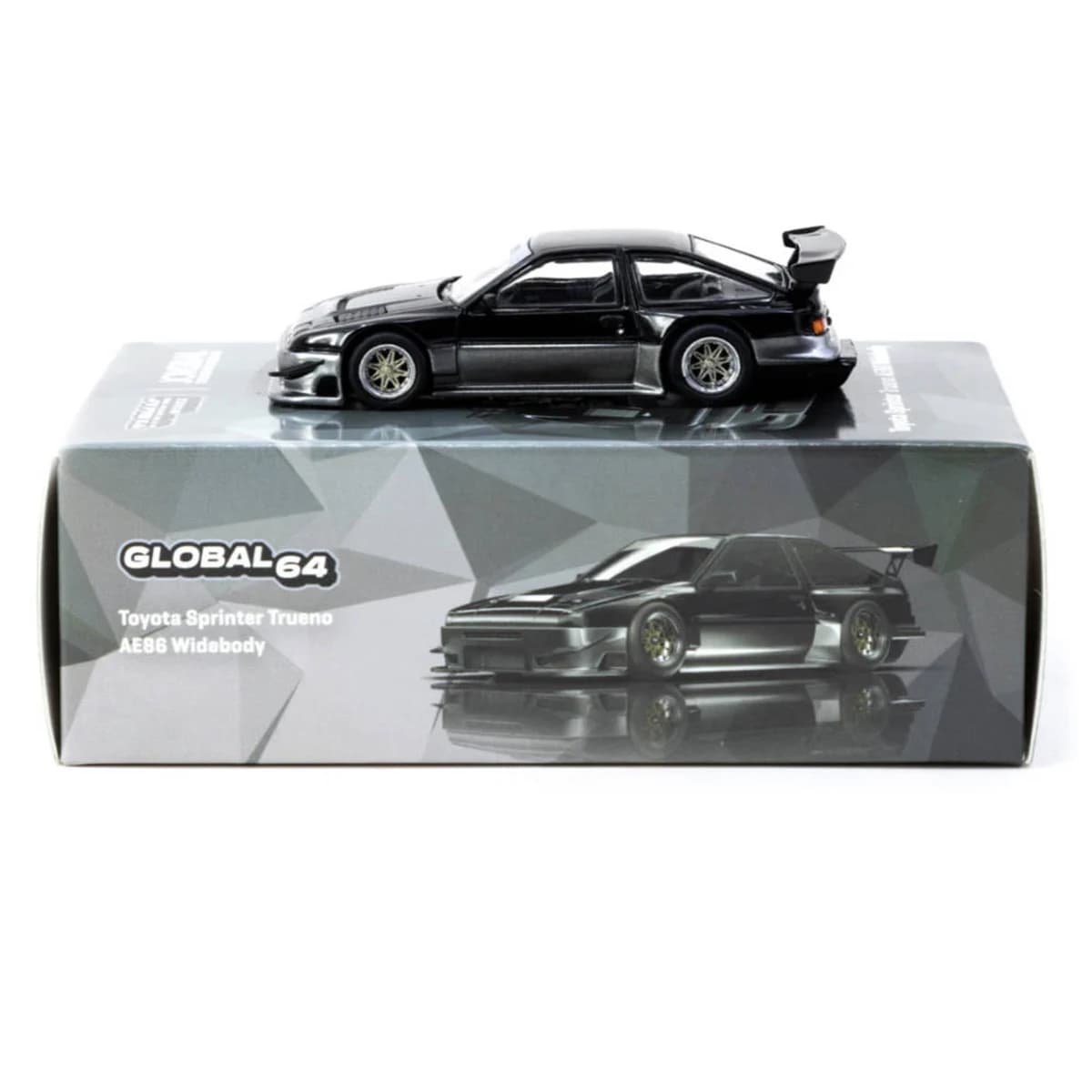 Tarmac Works GLOBAL64 1:64 Toyota Sprinter Trueno AE86 Widebody Noir Modèle de voiture miniature en