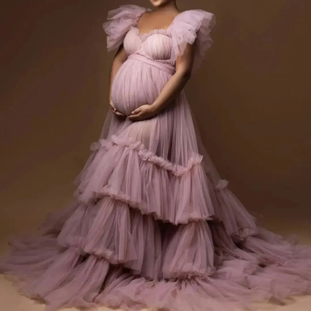 ALTERStar-Robes roses poussiéreuses pour femmes enceintes, volants en tulle, tout ce qui convient po