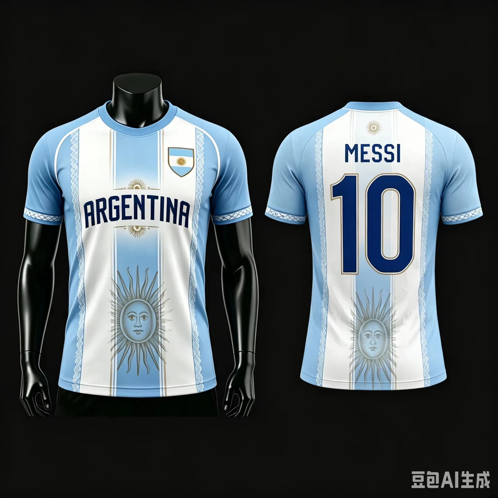 T-shirt de football d'été Argentine, hauts imprimés de football, maillot de football décontracté pou