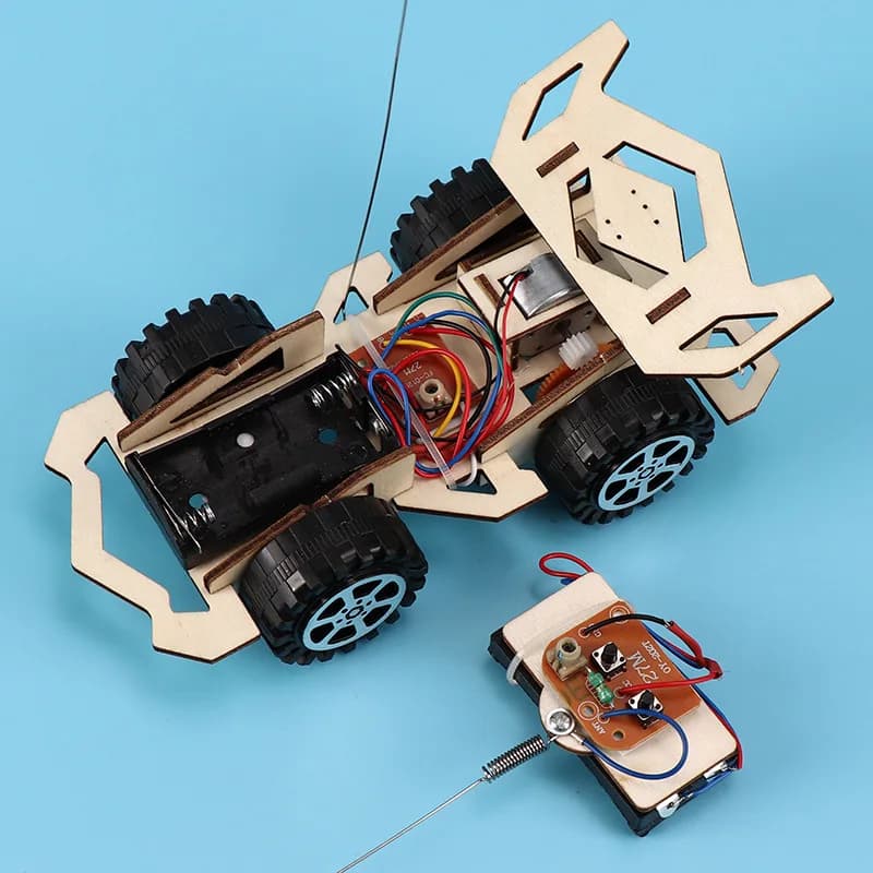 Jouets de course électriques en bois télécommandés pour enfants, technologie Innovation, bricolage, 