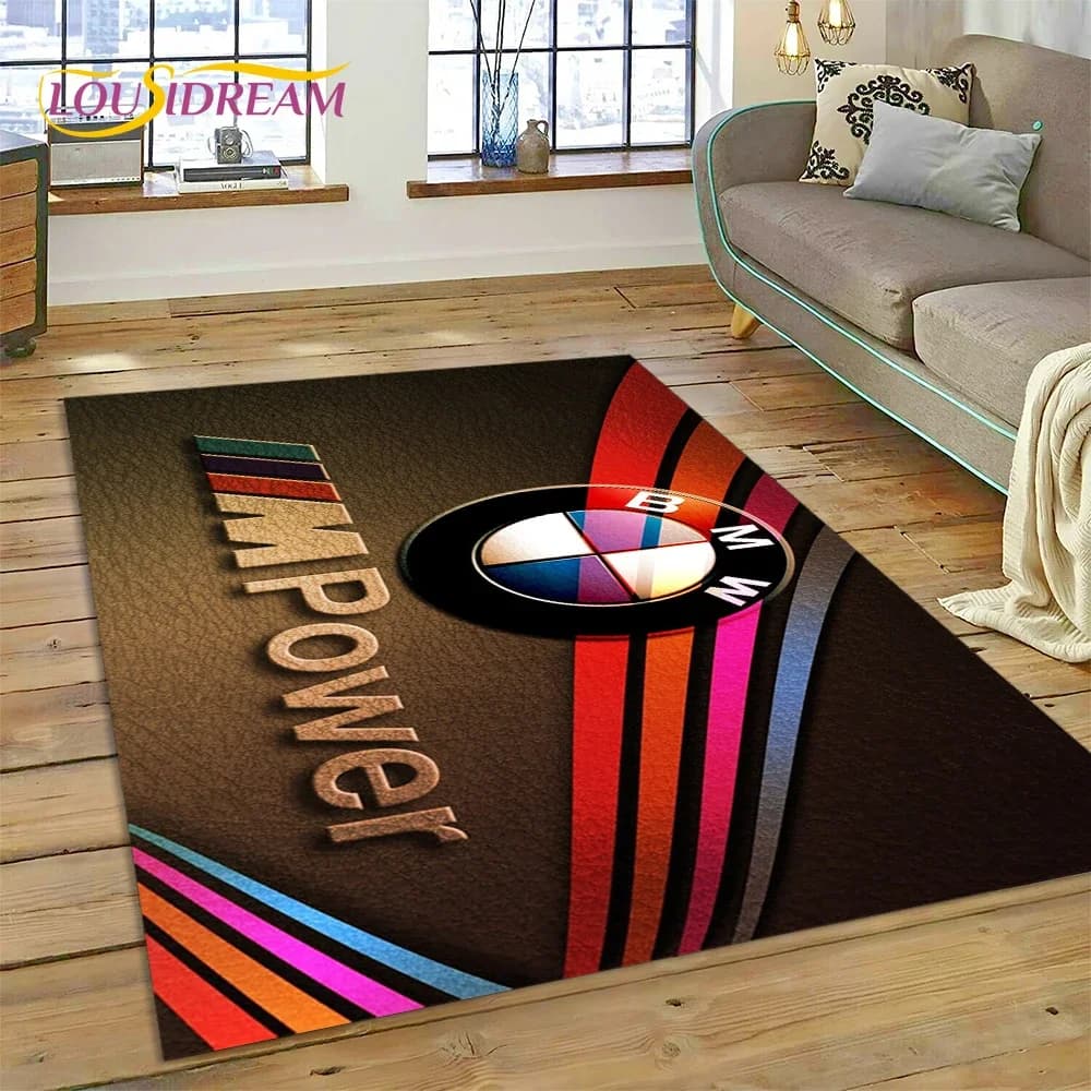 Tapis imprimé en 3D avec logo de voiture de course B-BMW, pour salon, chambre à coucher, décoration